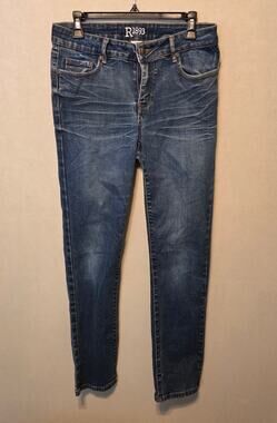 R 1893 Roebuck & CO Dark Wash w/Sugtle Wiskering across the hips size 10